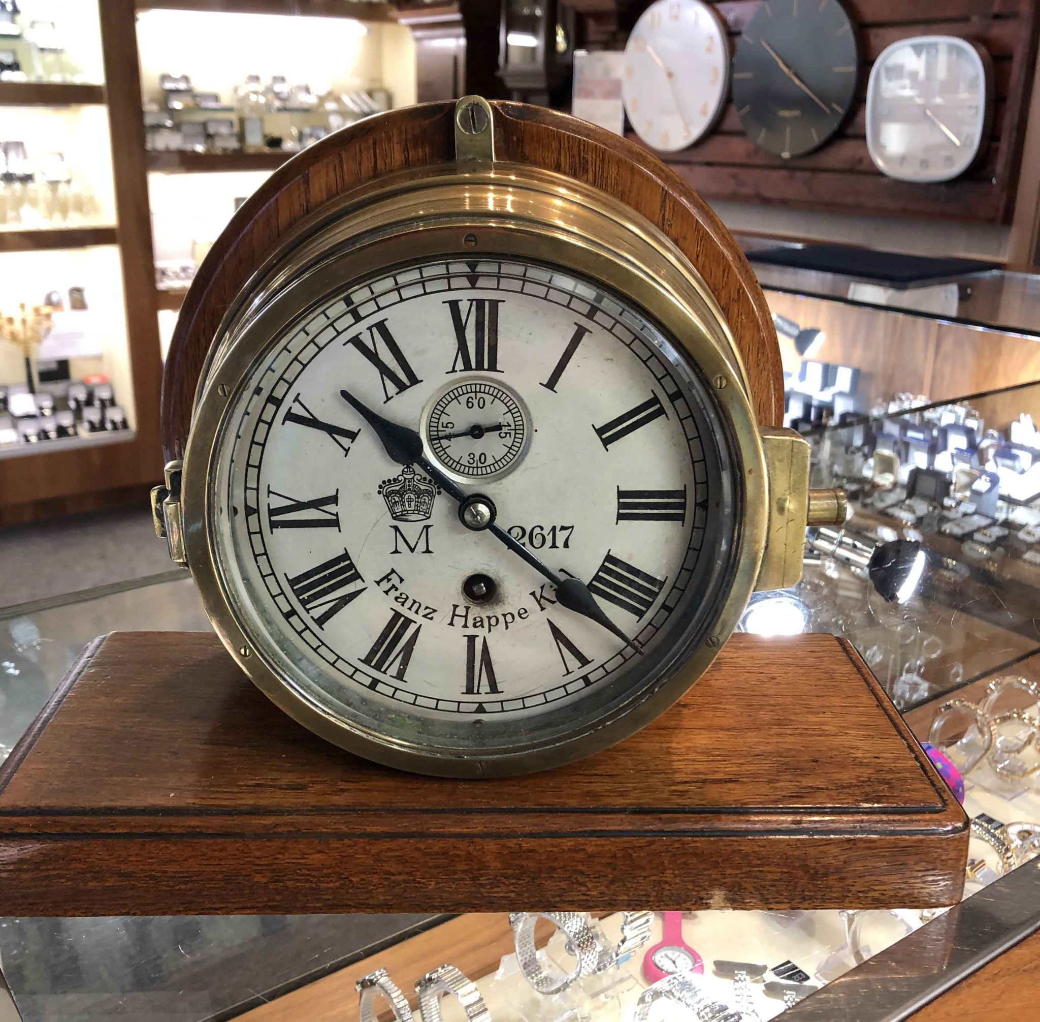 German WW1 UBoat clock by Franz Happe Kiel Krafft Jewellers