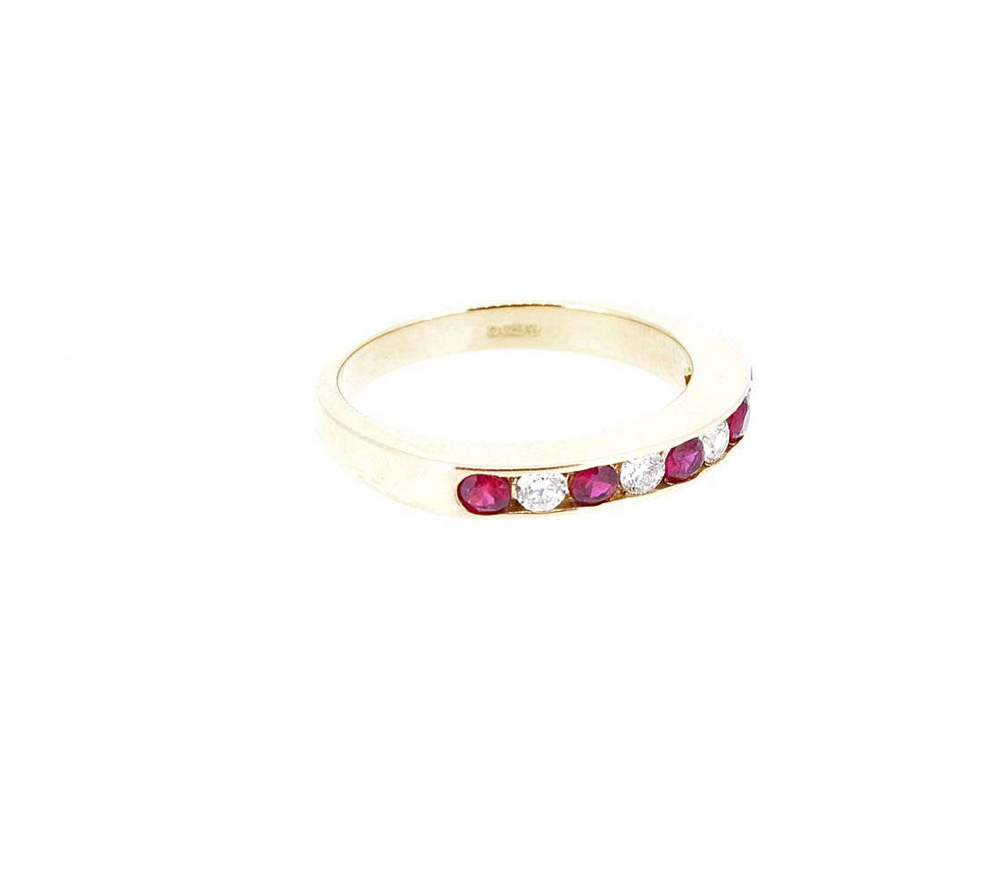 18ct Gold Ruby & Diamond Half Eternity Ring – Krafft Jewellers